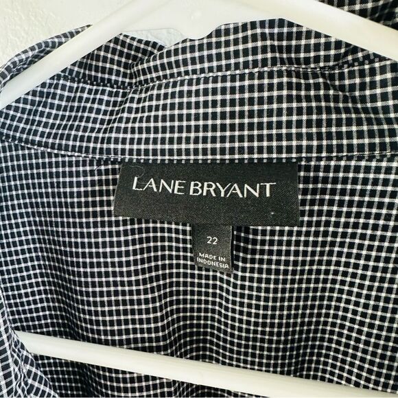 Lane Bryant Black White Gingham French Cuff Blouse Size 22 - Picture 2 of 4